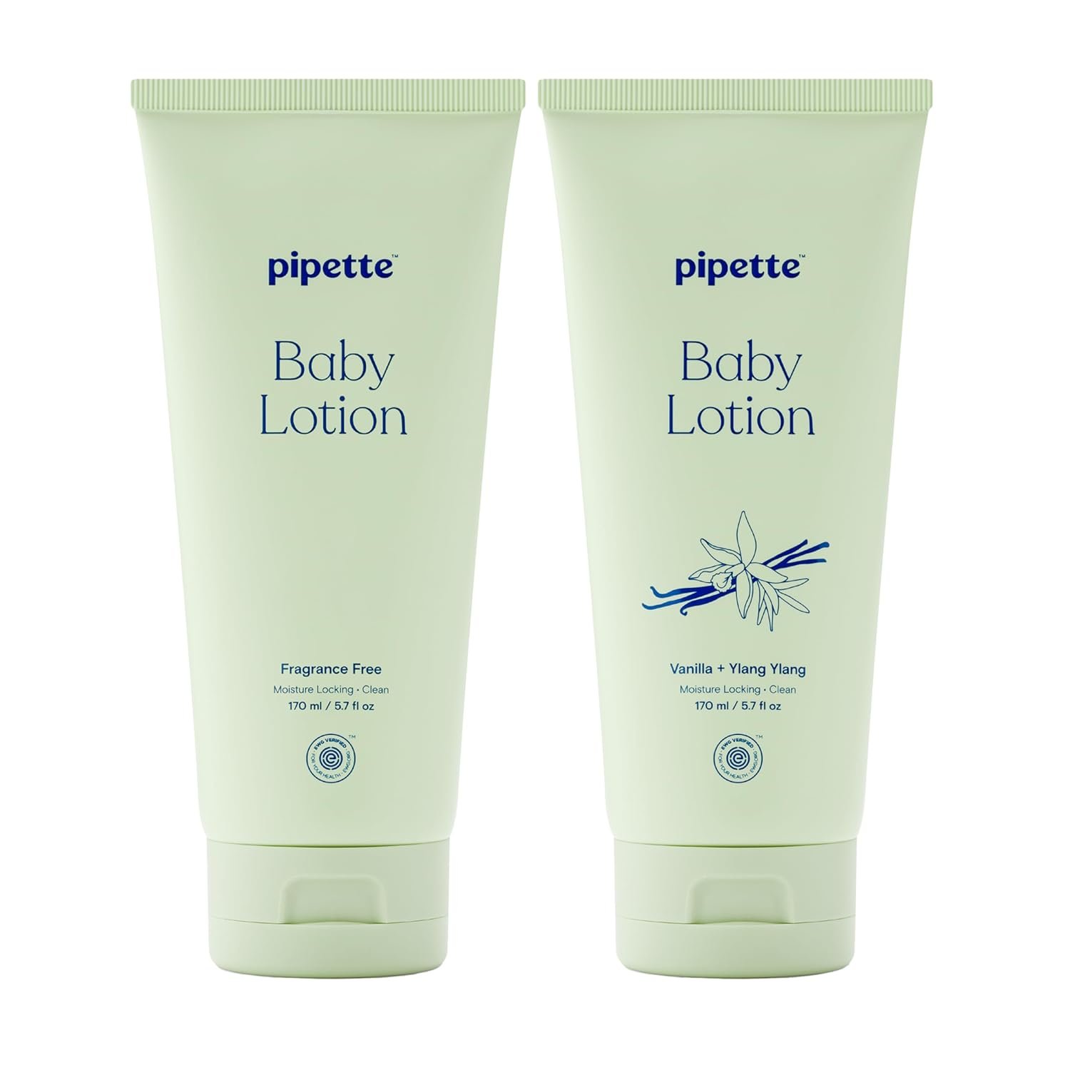 Pipette Baby Lotion Duo, Fragrance Free + Vanilla & Ylang Ylang (Pack of 2)