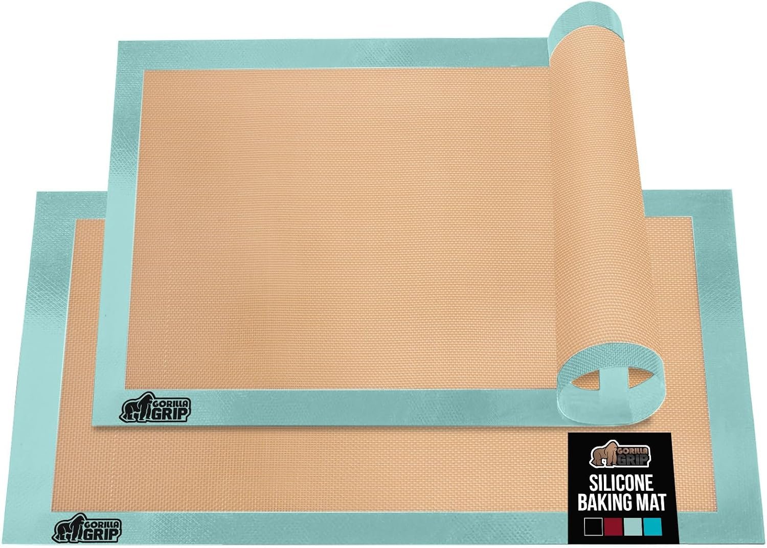 GORILLA GRIP Nonstick Silicone Baking Mats, 2PK, Half Sheet, Mint