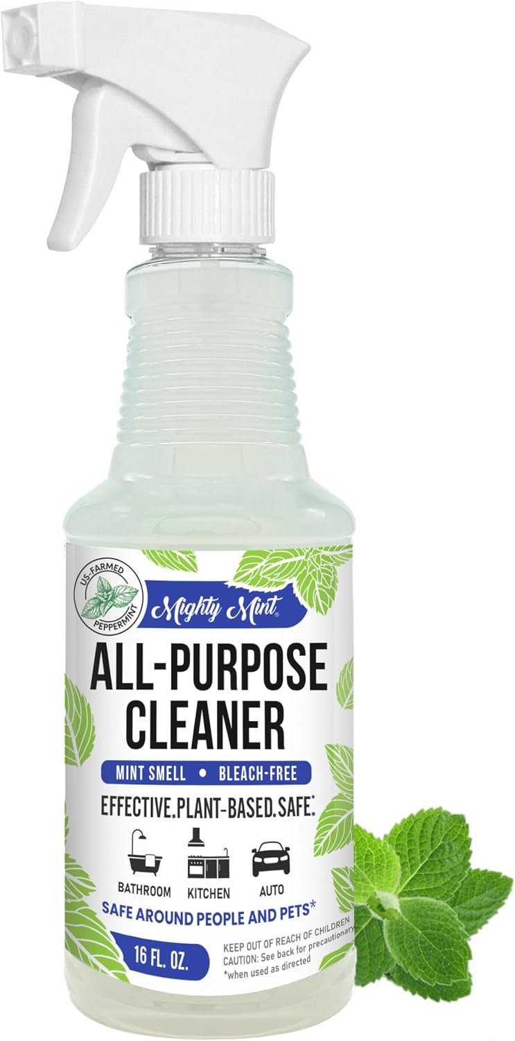 Mighty Mint All-Purpose Cleaner Spray – Plant-Based, Multi-Surface Cleaning for Kitchen, Bathroom & Home – Cuts Grease, Dirt & Grime – Peppermint Scent, 16 oz