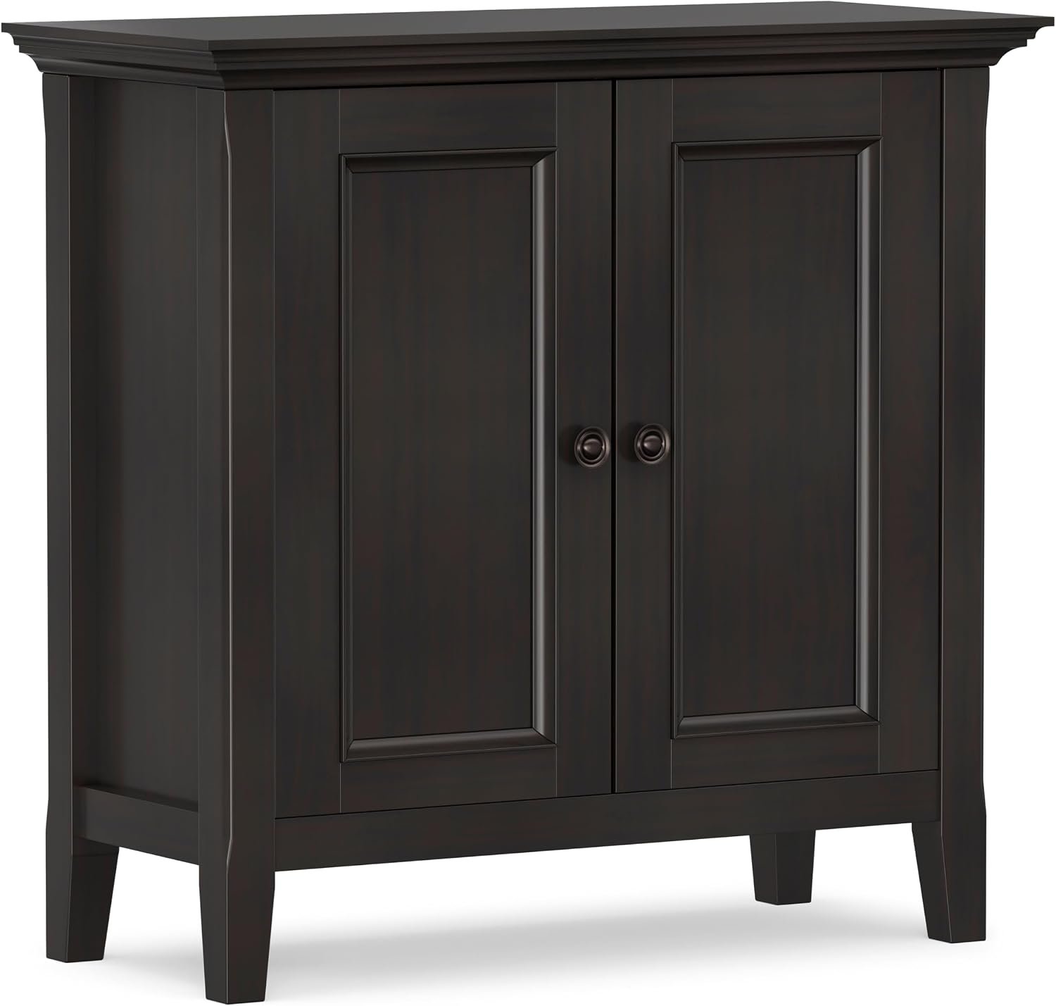 SIMPLIHOME Amherst 32″ Wide Solid Wood Cabinet in Hickory Brown