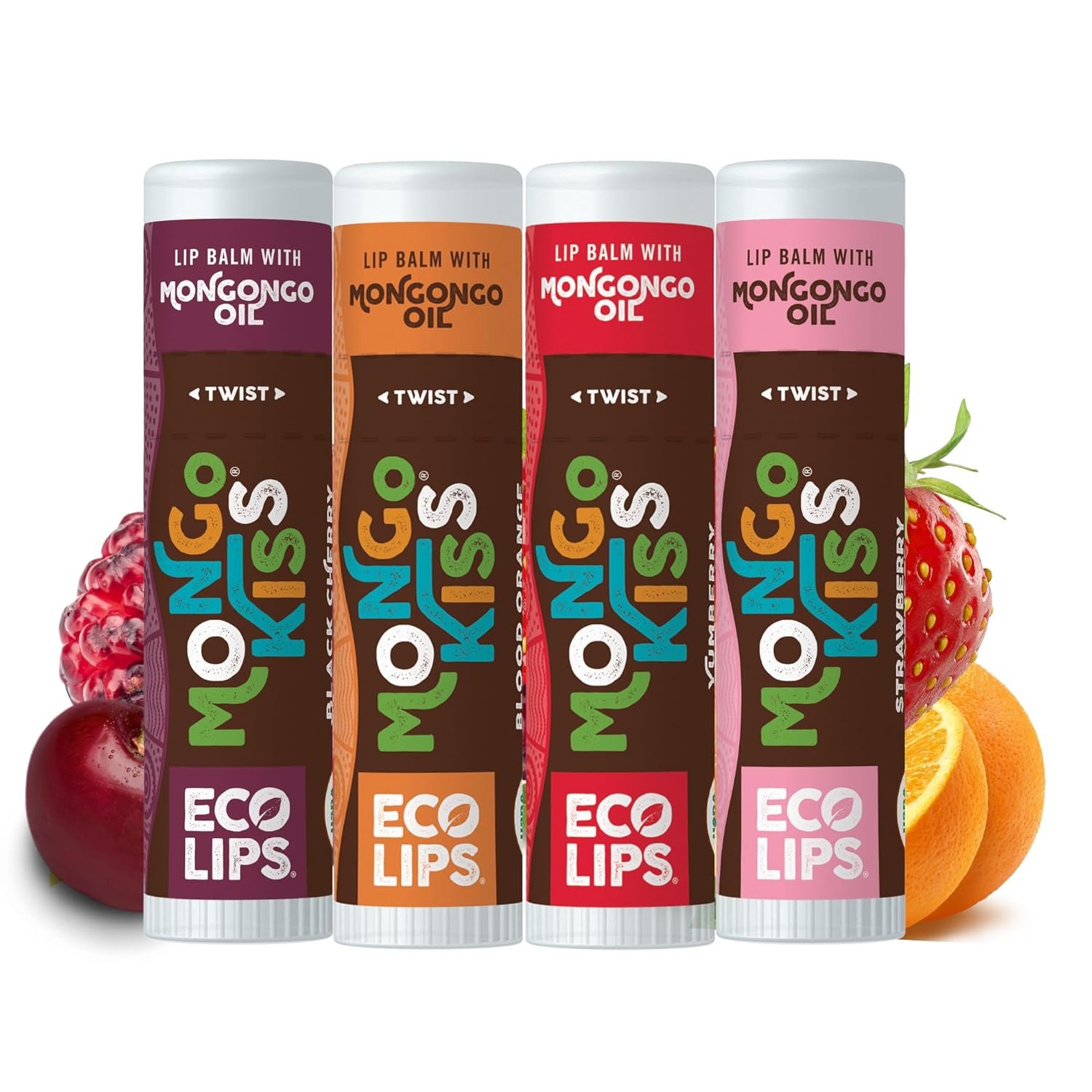 Eco Lips Mongo Kiss USDA Organic Lip Balm, Variety 4 pack