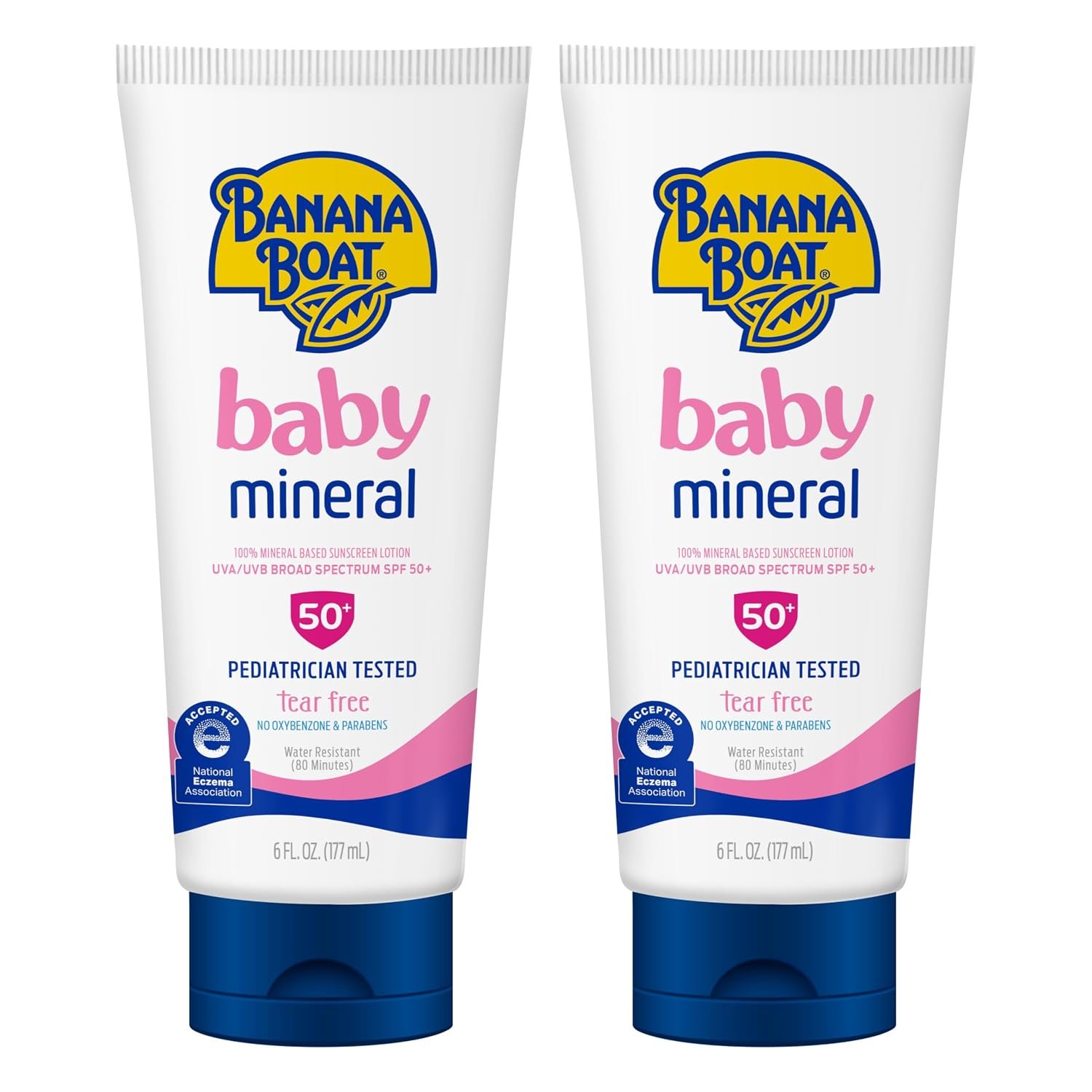 Banana Boat Mineral Baby Sunscreen Lotion SPF 50, 6 oz (2 Pack)