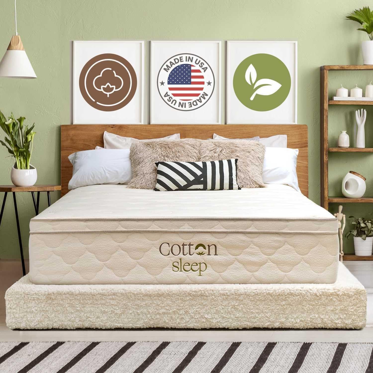 13″ Organic Mattress for Heavier Sleepers & Bigger Bodies – Medium Firm Latex Hybrid, GOTS Cotton & Wool, GOLS Latex, Pocket Coil Support, Non-Toxic, Fiberglass Free, Made in USA – King