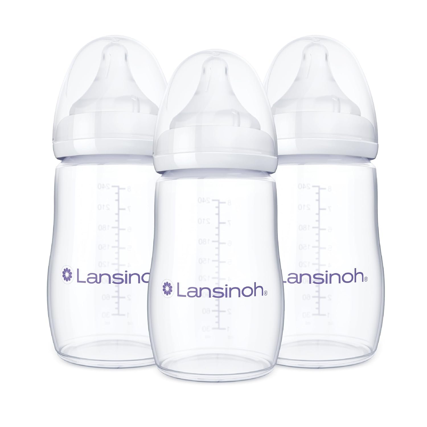 Lansinoh Anti-Colic Baby Bottles, 8 Ounce, 3 Count
