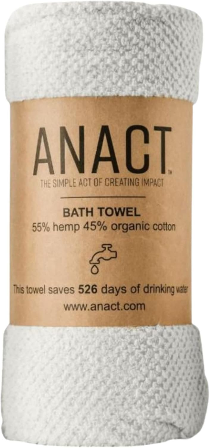 Hemp Bath Towel – Fast Drying Organic Cotton Blend Spa Quality- 55% Hemp, 45% Organic Cotton Textured Absorbent Bath Towel – White
