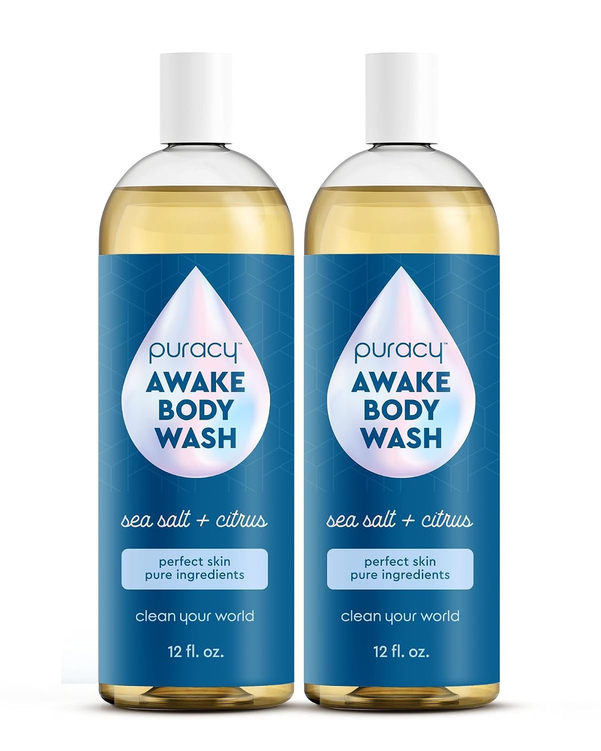 Puracy Body Wash – Natural Body Wash for Women, Men, Kids – Pure Plant Ingredients, Moisturizing Shower Gel, Body Soap for Dry Sensitive Skin, Gently Scented (Citrus Sea Salt, 12 oz/355 ml, 2 pack