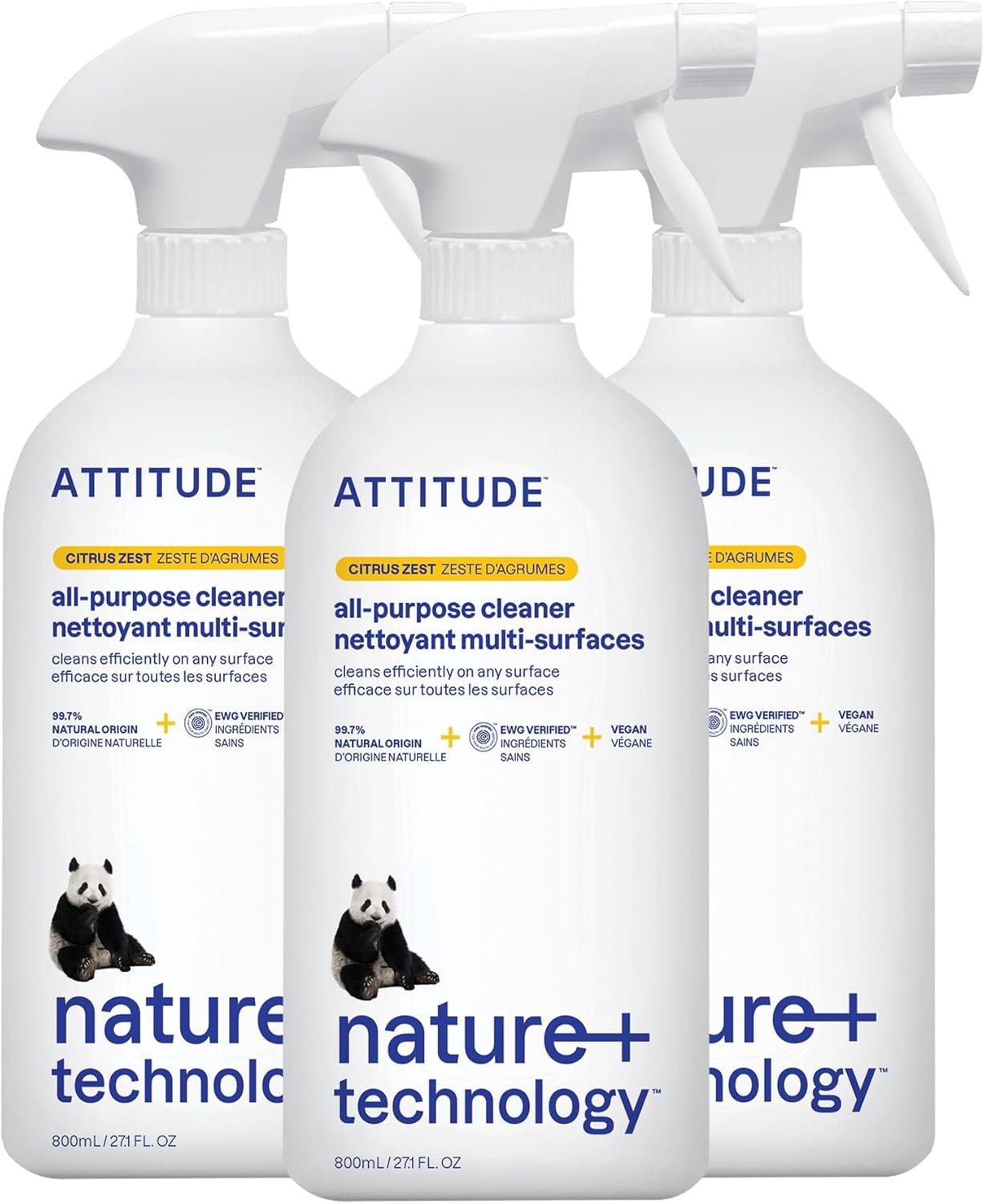 ATTITUDE All Purpose Cleaner Spray, EWG Verified, Citrus Zest, 27 fl oz