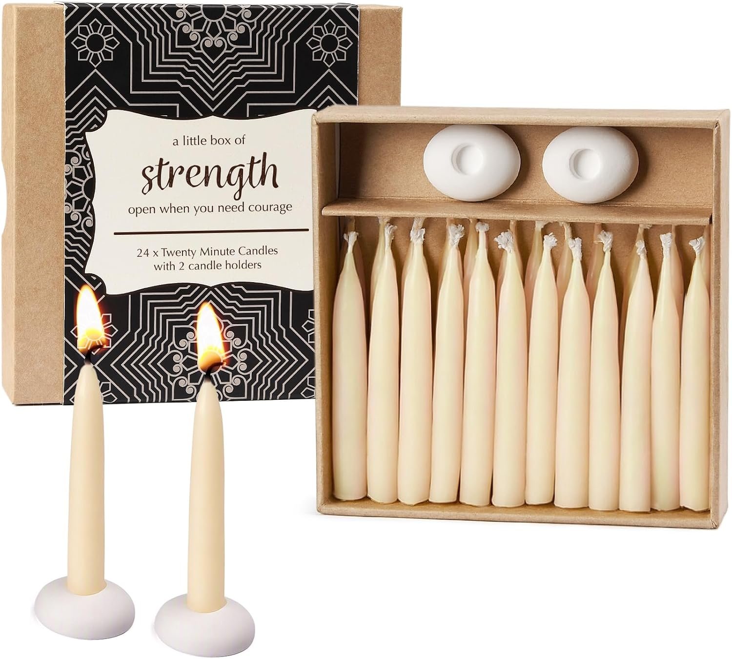 DEYBBY 20 Minute Ivory White Beeswax Meditation Candles for Strength 24pcs