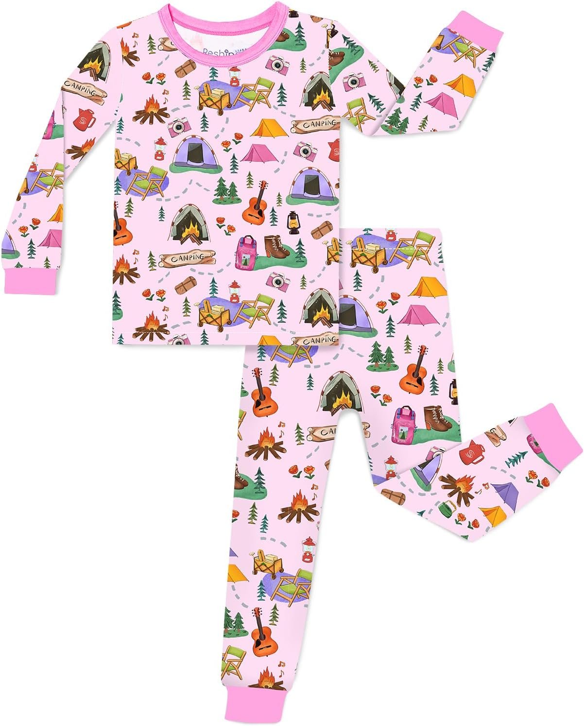 babee Reshinee Bamboo Viscose Toddler Girls Kids Pajama Sets 12M-8Y Snug fit Long-Sleeve Softness Sleepwear Pjs 2pcs Jammies