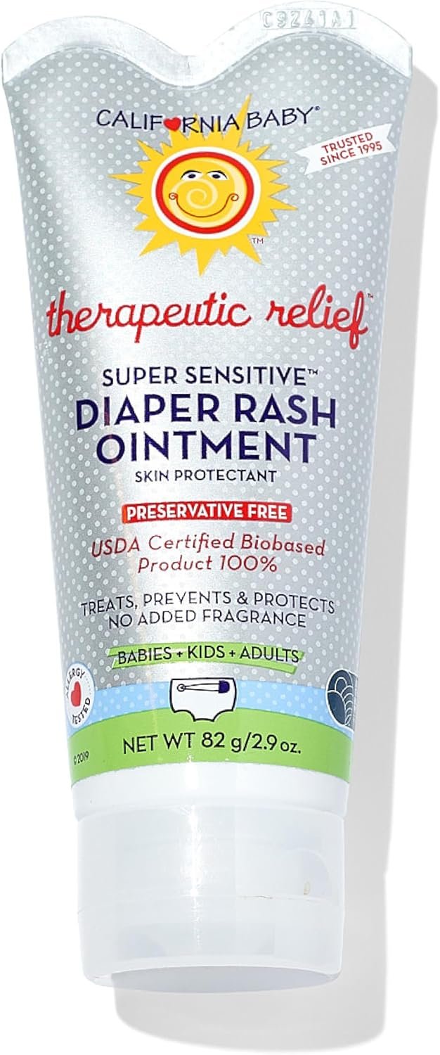 California Baby Super Sensitive Diaper Rash Cream | 100% Bio-Based | Zinc Oxide Ointment | Unscented Diaper Cream | Cloth Diapers Safe | 82 g / 2.9 oz