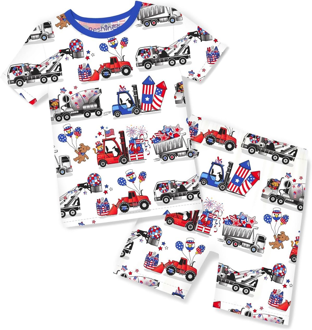 babee Reshinee Bamboo Viscose Toddler Boys Pajamas Set, Short Sleeve Kids