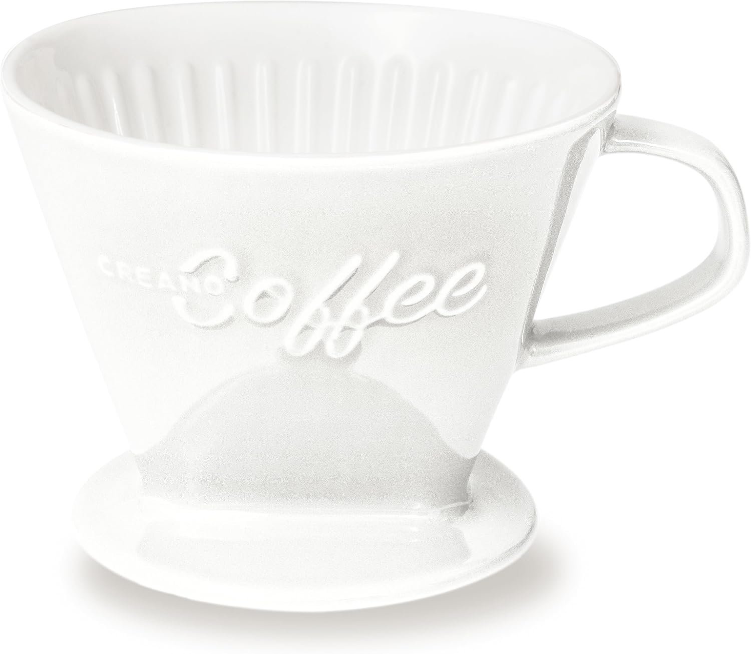 Creano XXL Porcelain Coffee Dripper White – Ceramic Cone Brewer – Pour Over Coffee Maker – Filter Size 4 – huge and heavy quality 800gr/28oz – 6 Colours availeble