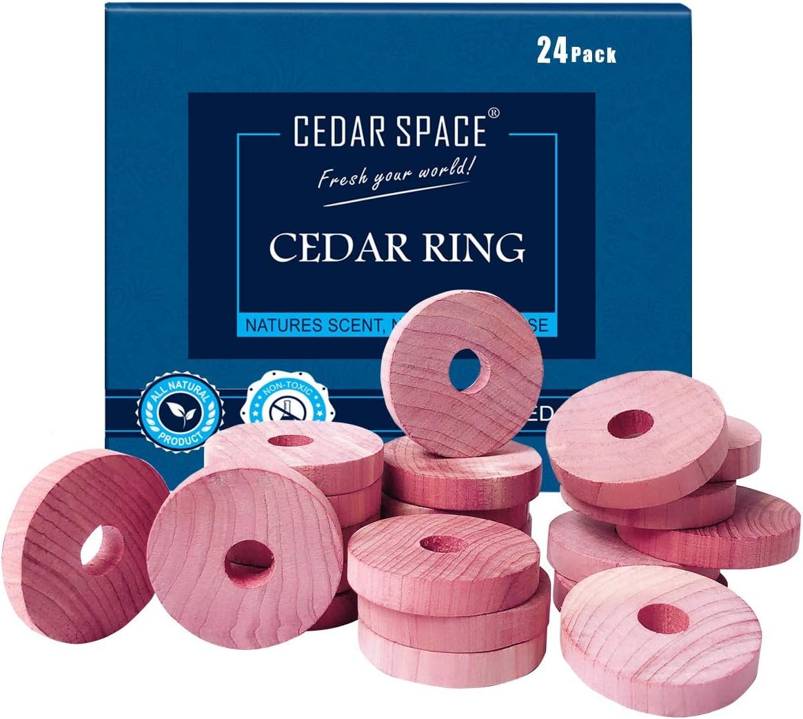 Cedar Blocks for Clothes Storage,24 Pcs Fresh Smell Cedar Rings for Drawer