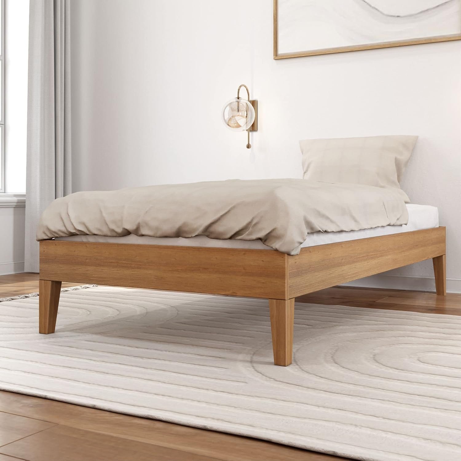 Plank+Beam Modern Farmhouse Platform Bed (Twin), Pecan