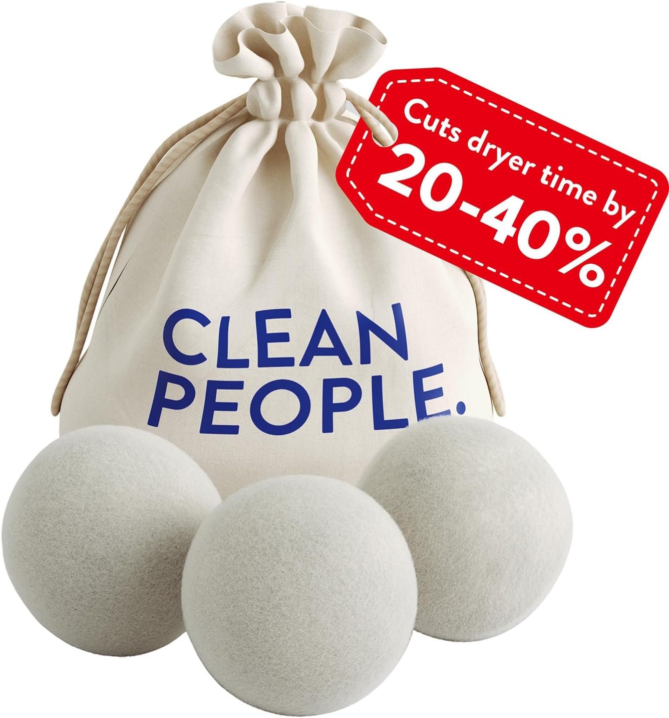 The Clean People 100% New Zealand Wool Dryer Balls – 3 Pack – for Laundry, Fabric Softening, Anti Static, No Lint, Odorless and Reusable