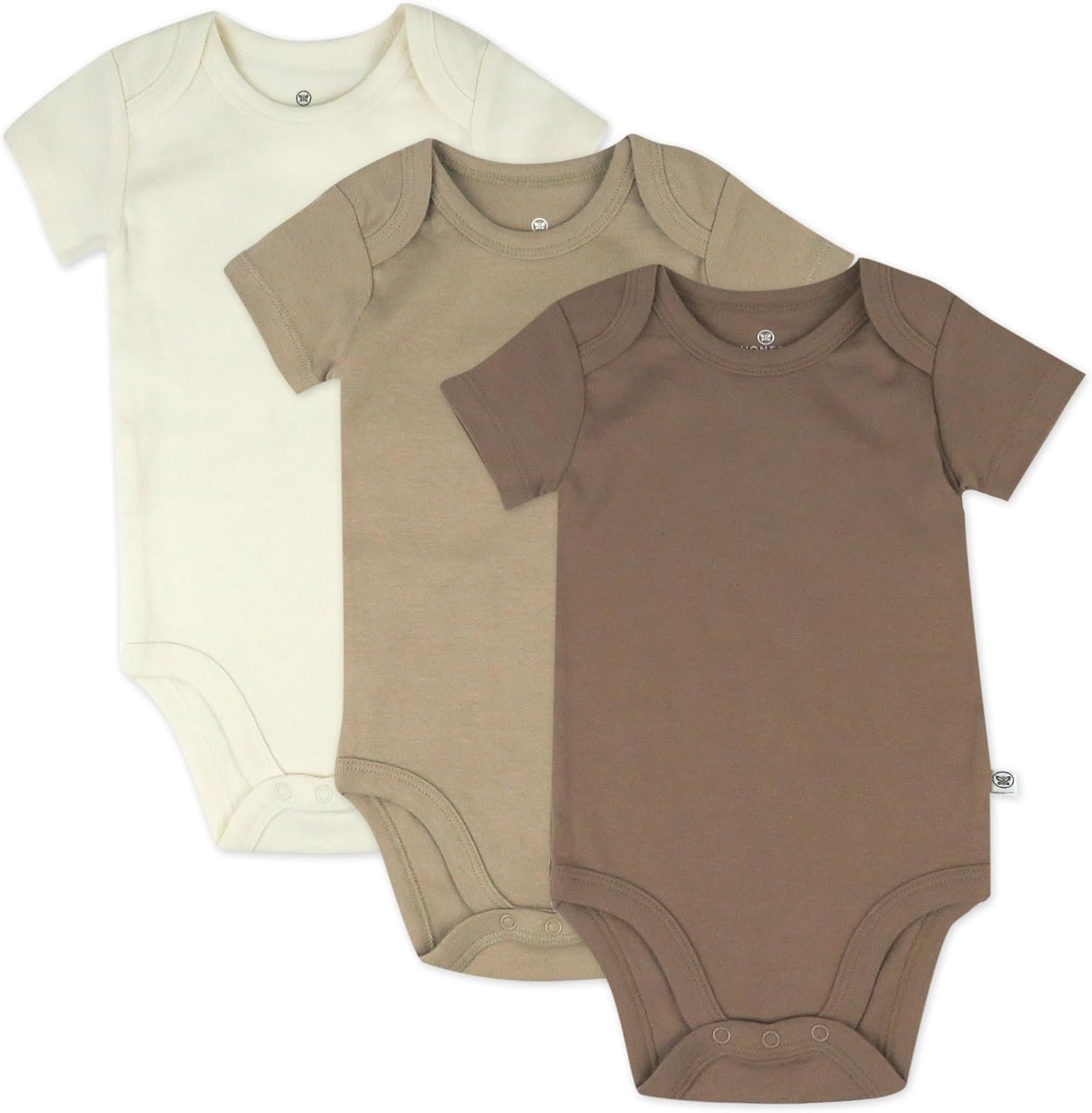 HonestBaby unisex-baby 3-pack Short Sleeve Bodysuits One-piece 100% Organic Cotton for Infant Baby Boys, Girls, Unisex