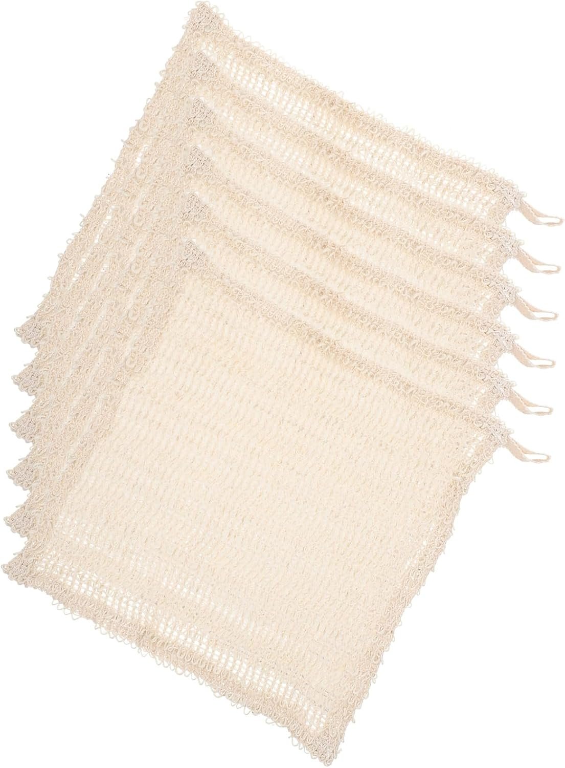 6pcs Jute Bath Exfoliating Towels Body Scrubber Shower Washcloths Green Hemp Scrubbing Cloths for Smooth Skin Bathing and Shower Use
