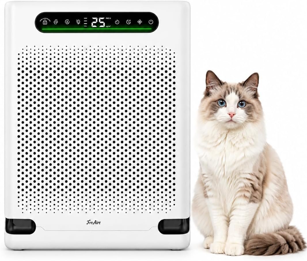 FreAire Air Purifiers for Home HEPA Air Purifier with Washable Filter and Real-Time PM2.5 Display, 20 dB Sleep Mode, Turbo Mode for Pet Hair, Dust & Smoke