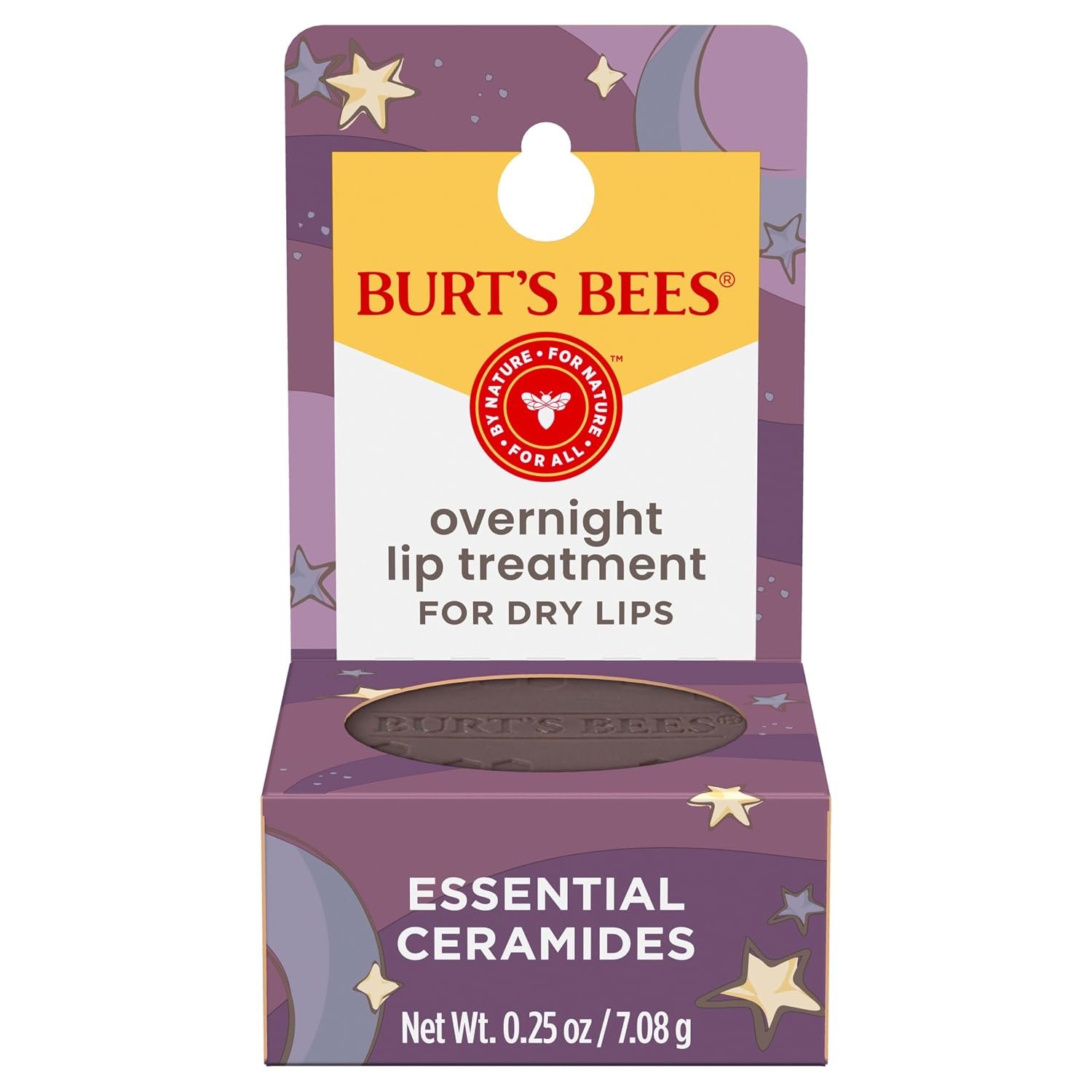 Burt’s Bees Original Overnight Intensive Lip Treatment, Moisturizing, Restorative, Reduces Fine Lines, Vitamin E, Ceramides Oils, Natural Origin Lip Care, 0.25 Oz.