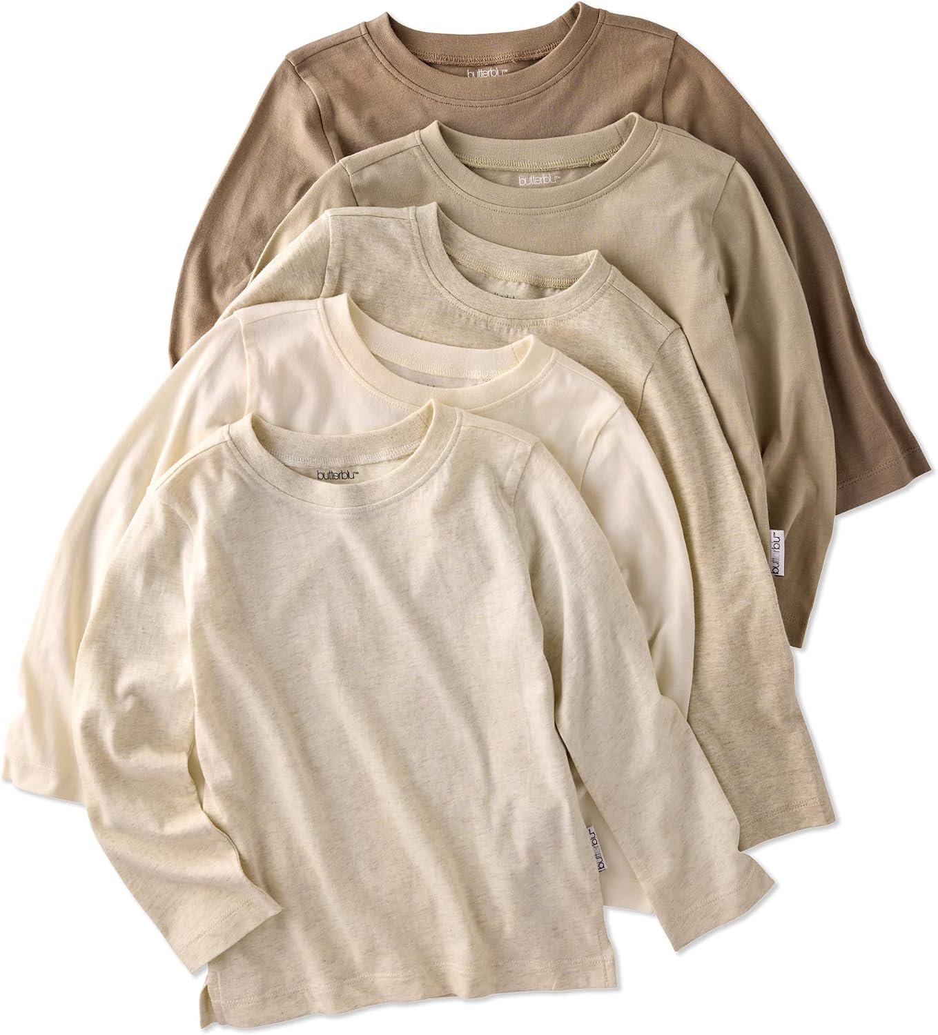 Butterblu London 5-Pack Long Sleeve T-Shirts​ 100% Organic Cotton Tees