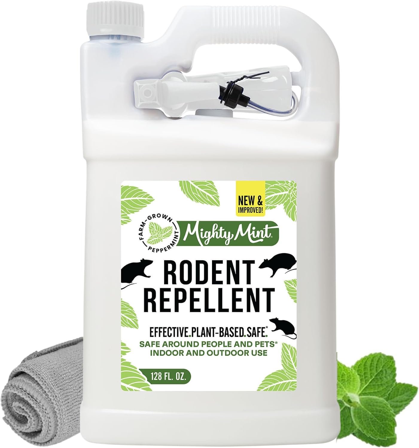 Mighty Mint Peppermint Oil Rodent Repellent Spray, 1 Gallon (128 oz)