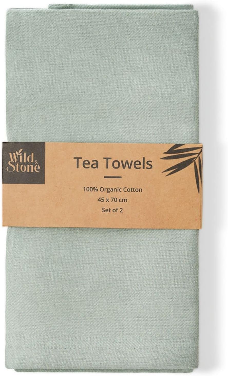 Wild & Stone Organic Cotton Tea Towels, Set of 2, GOTS Certified, 27×19 in