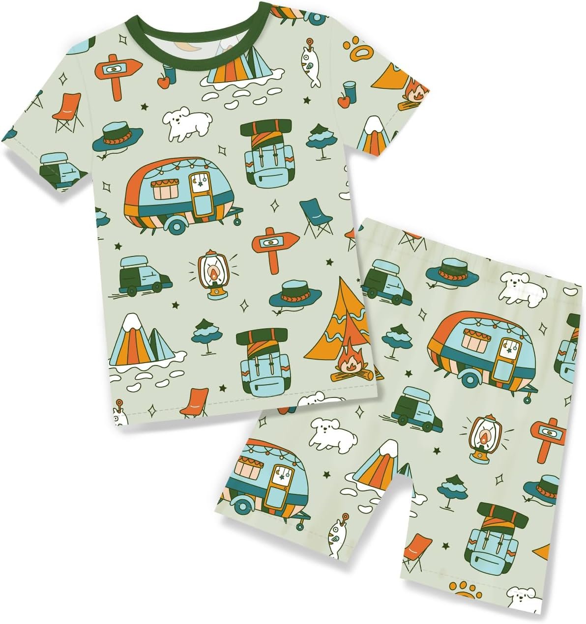 babee Reshinee Bamboo Viscose Toddler Boys Pajamas Set, Short Sleeve Kids