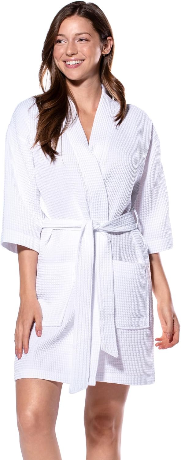 Turquaz Lightweight Short Robes For Women Waffle Kimono Bathrobe – Soft, Fast-Drying, Long-Lasting Cotton Blend