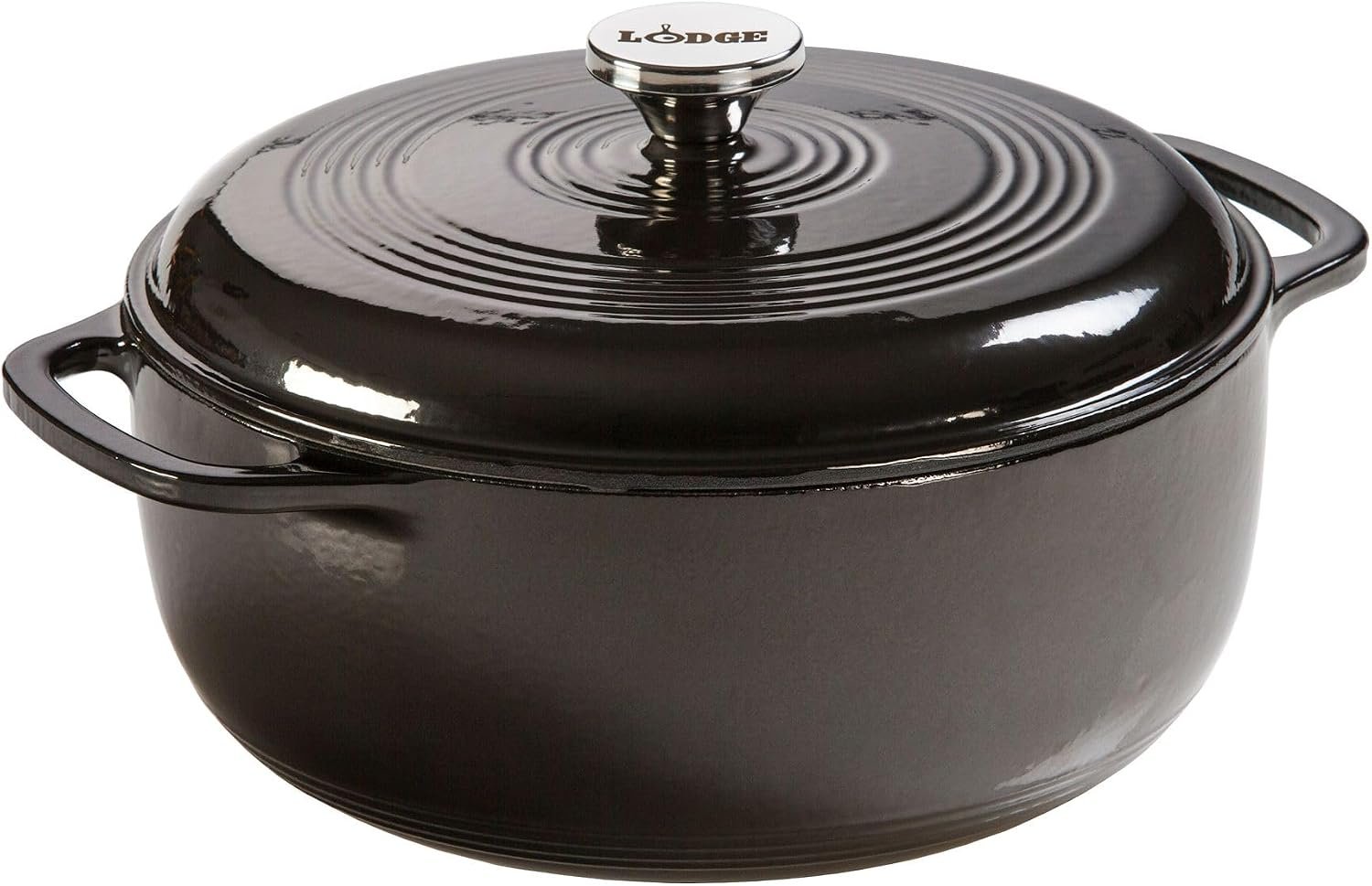 Lodge Essential Enamel Cast Iron Dutch Oven, 6 Quart, Midnight Chrome