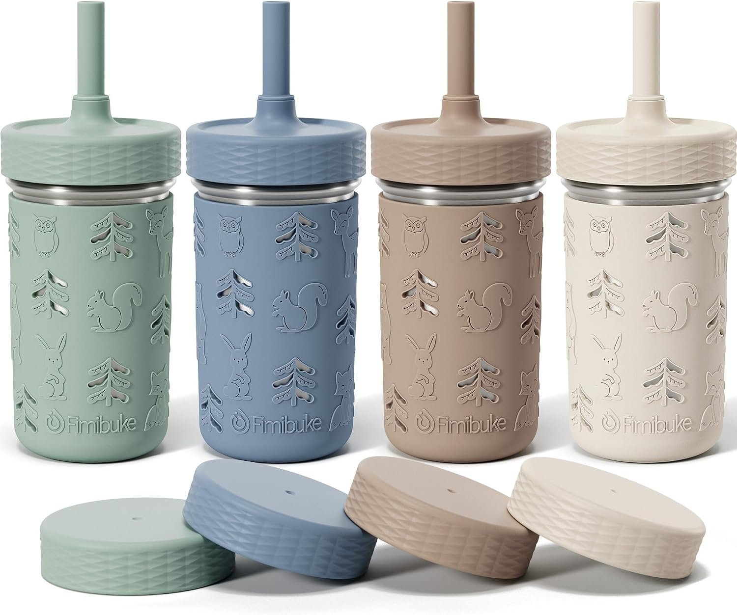 Fimibuke Toddler Cups Spill Proof, 12 OZ Stainless Steel Sippy Cups for Kid