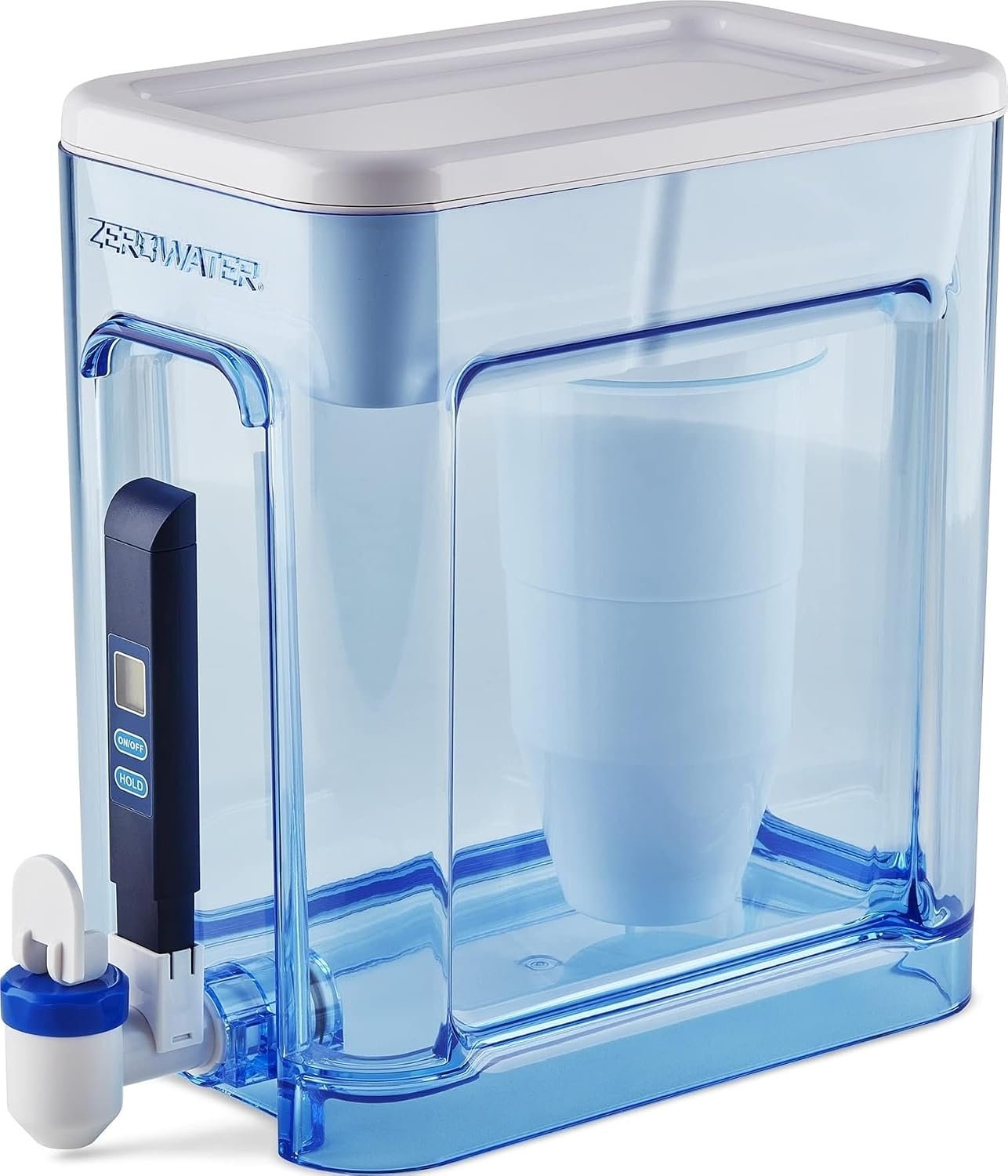 Culligan ZeroWater 22-Cup Ready-Read 5-Stage Water Filter Dispenser with 5-Stage 0 TDS Water Filter – IAPMO Certified to Reduce Lead, Chromium, and PFOA/PFOS