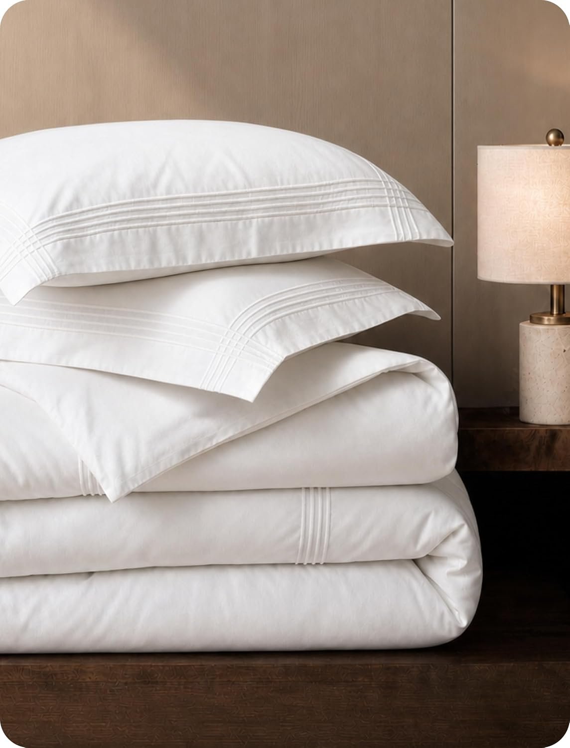 Bedsure PureWoven 100% Cotton Percale Duvet Cover Queen, Rope Weave, White