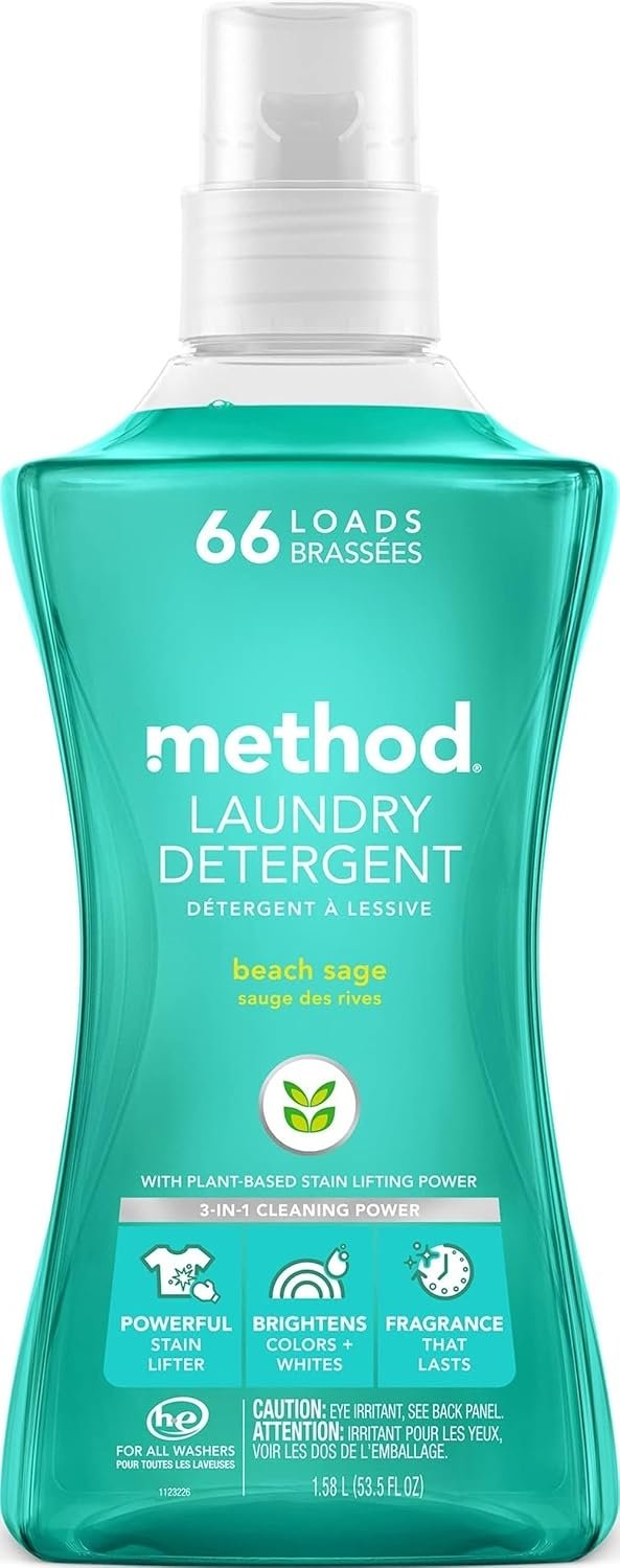 method Liquid Laundry Detergent, Beach Sage, 53.5 fl oz, 4 Pack