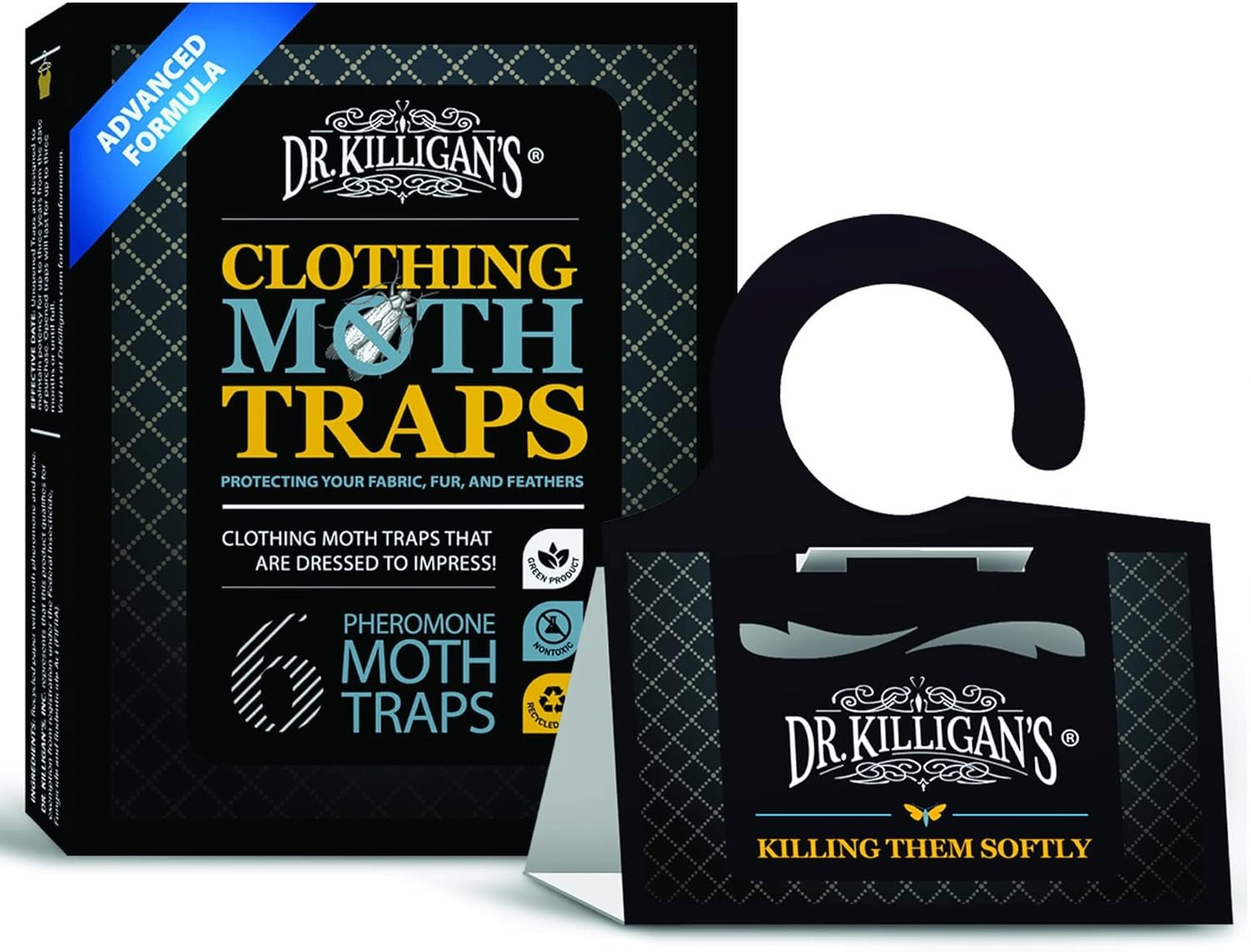 Dr. Killigan’s Premium Clothing Moth Traps with Pheromones (Black, 6 Traps)