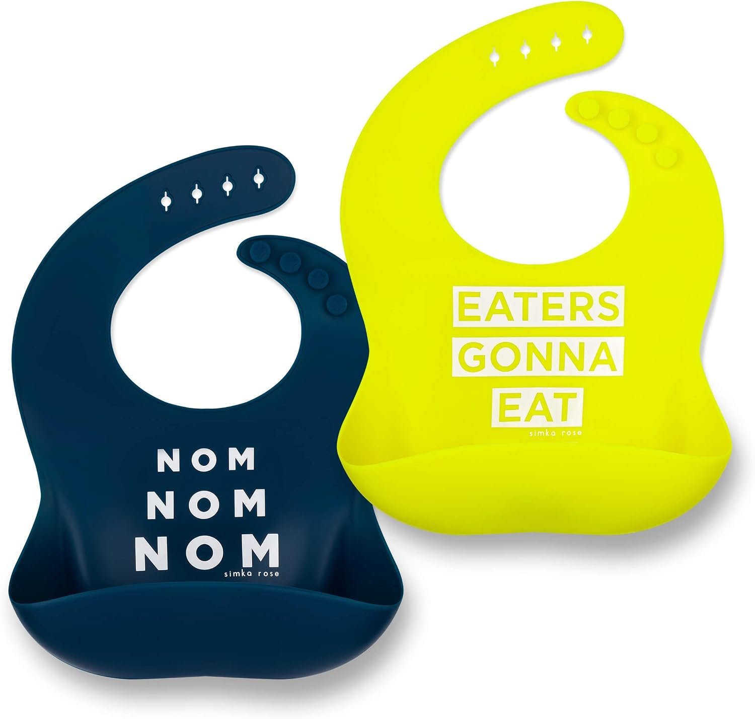 Simka Rose Silicone Baby Bibs with Food Catcher – Adjustable Soft Catch All Bib for Boys & Girls – High Chair Dining Table