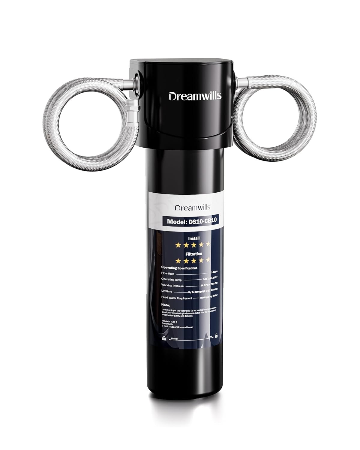 Dreamwills DS10 Under Sink Water Filter System, 1.3 GPM High Flow, 1 Year