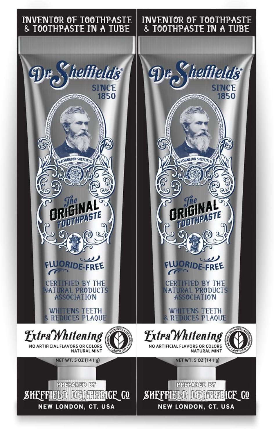 Dr. Sheffield’s Fluoride Free Whitening Toothpaste, Mint, No SLS, 2-Pack