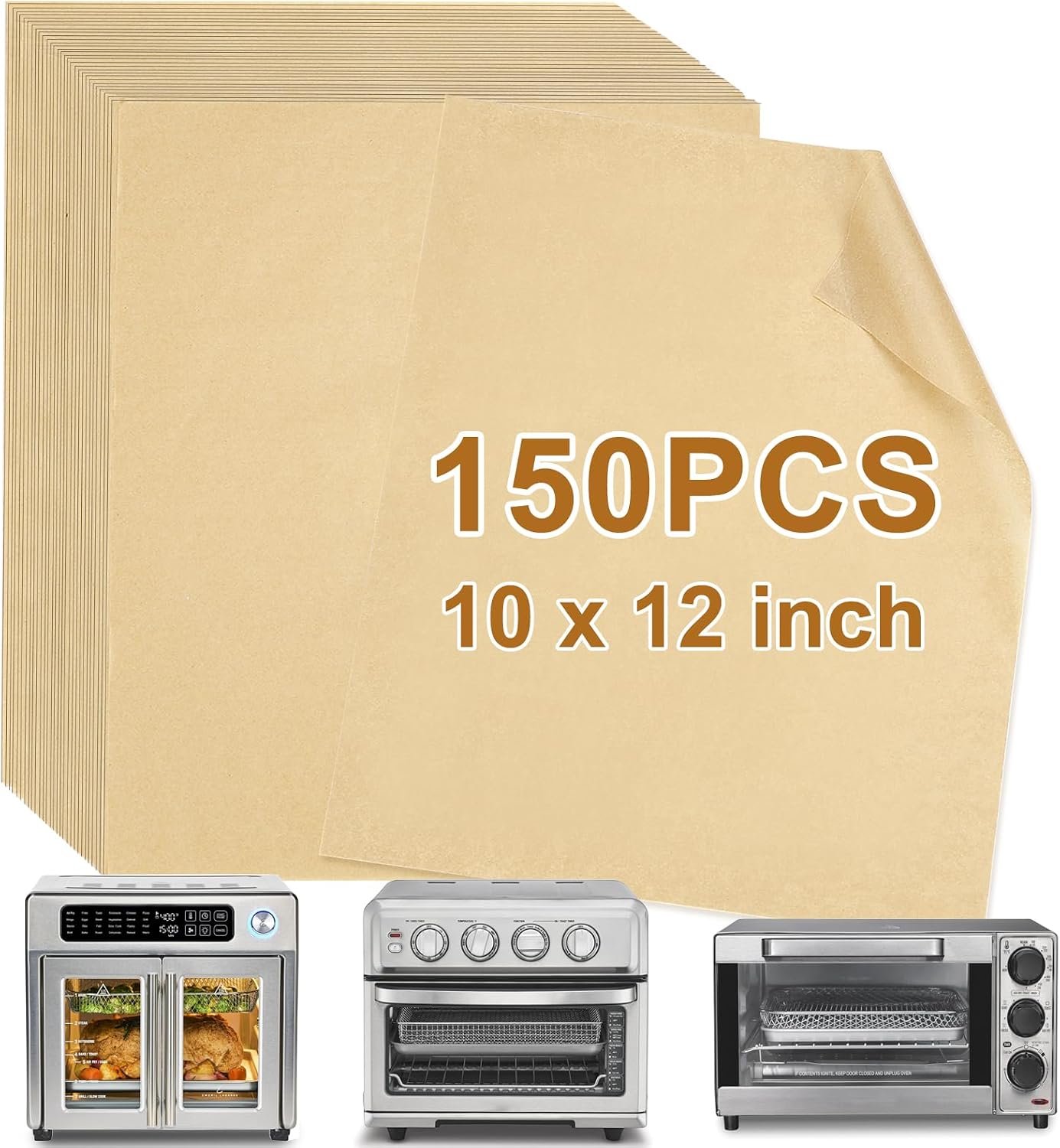 YQL 10×12 Inch Air Fryer Liners, 150PCS Unbleached Parchment Paper