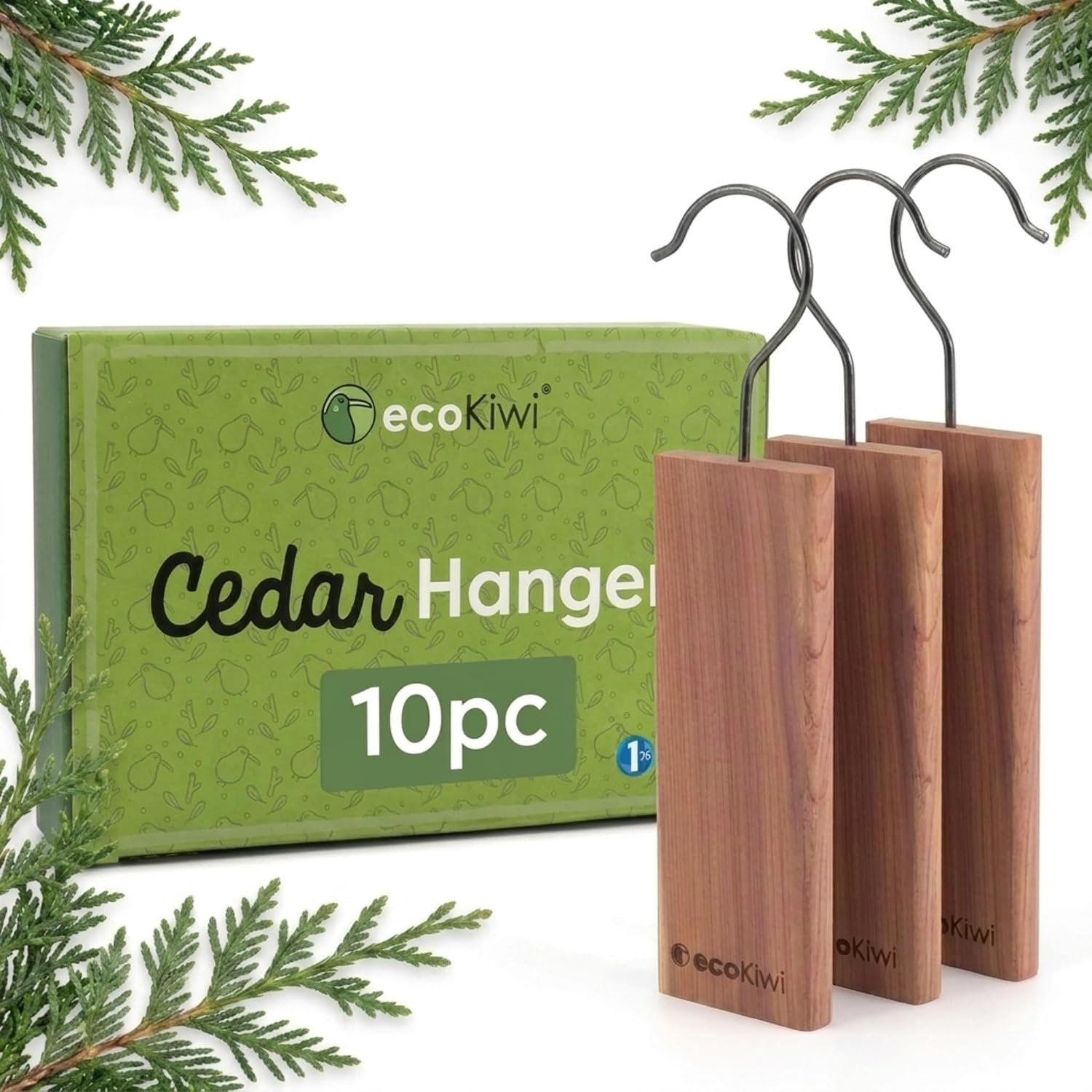ecoKiwi Cedar Blocks for Clothes Storage – 10 Cedar Hangers for Closet