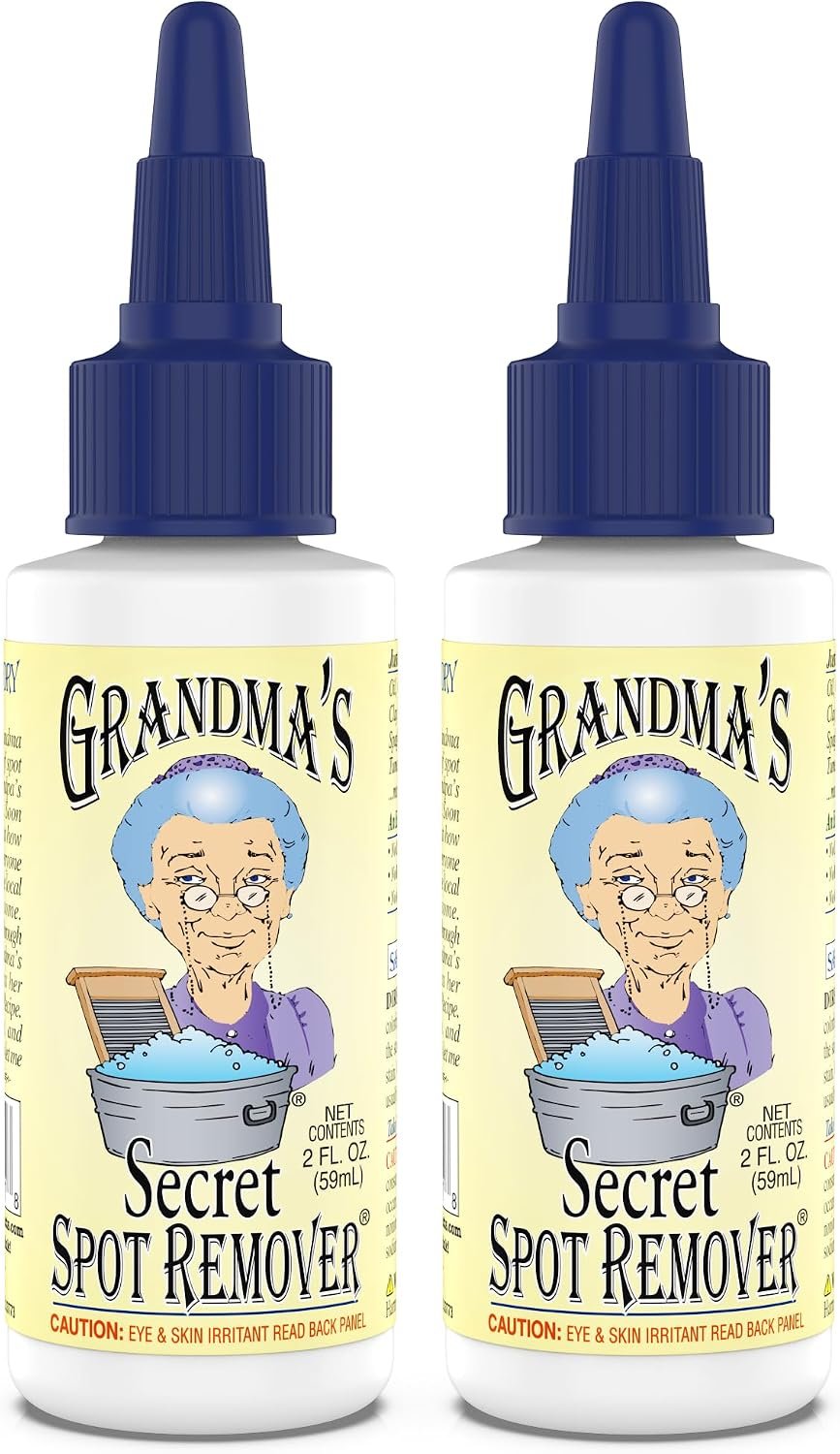 Grandma’s Secret Spot Remover for Clothes – Chlorine, Bleach and Toxin-Free – Fabric Stain Remover Removes Oil, Paint, Blood and Pet Stains – 2 Ounce, Pack of 2