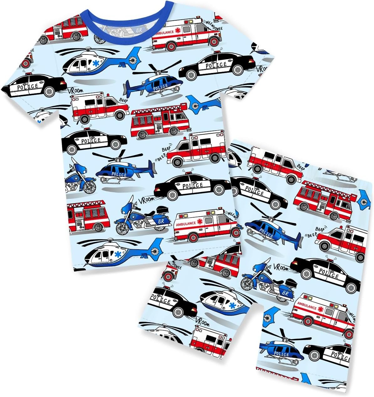 babee Reshinee Bamboo Viscose Toddler Boys Pajamas Set, Short Sleeve Kids