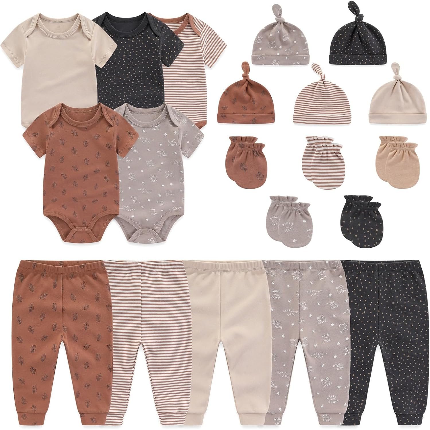 JELYLOVE 20 Pack Baby Boy Girl Bodysuits Sets New born Clothes Essentials