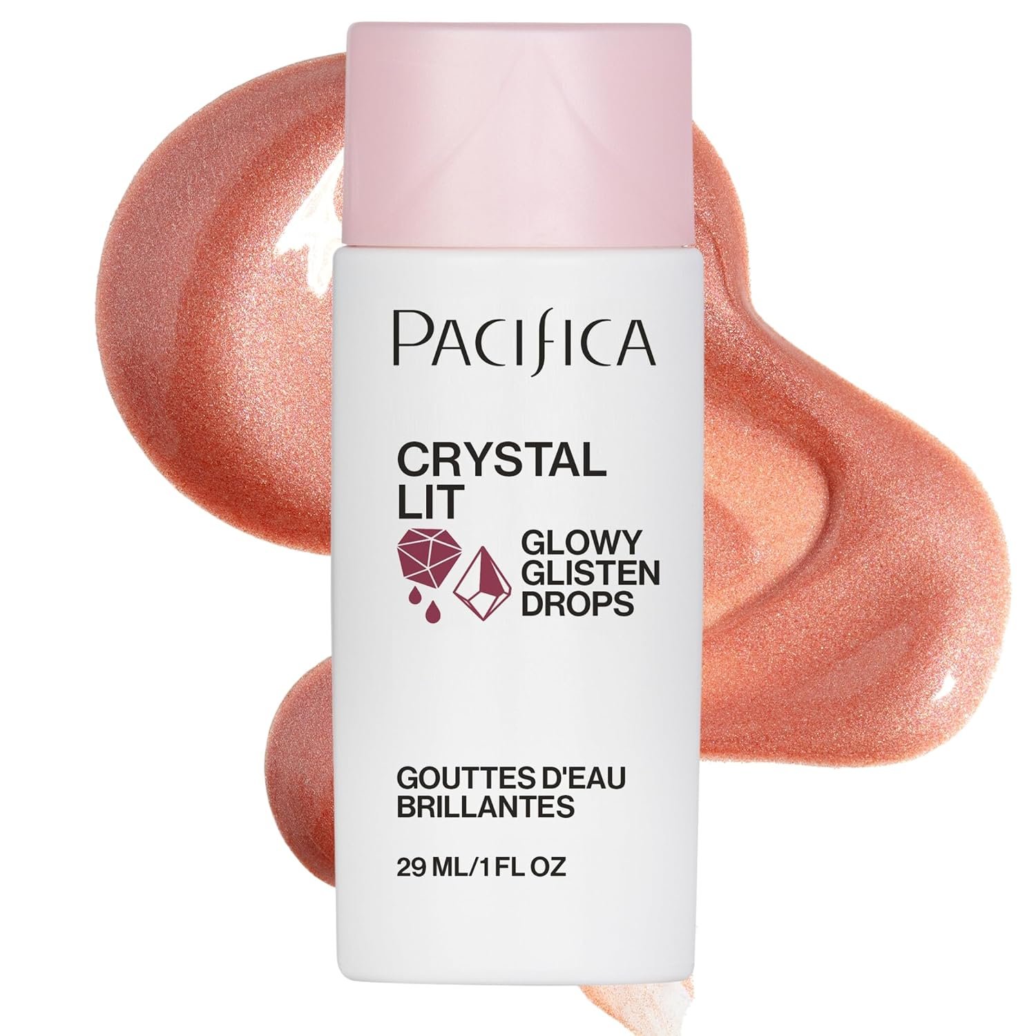 Pacifica Crystal Lit Glowy Glisten Drops – Face Makeup – Shimmery Multi-Use Liquid Blush/Highlighter for Radiant, Dewy Cheeks Luminous Glow Clean Beauty Vegan & Cruelty-Free Dermatologist Tested