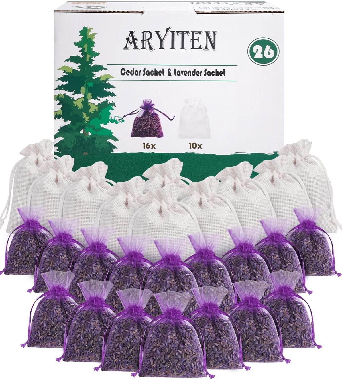 Aryiten 26 Cedar & Lavender Sachets for Closet, Clothes Storage