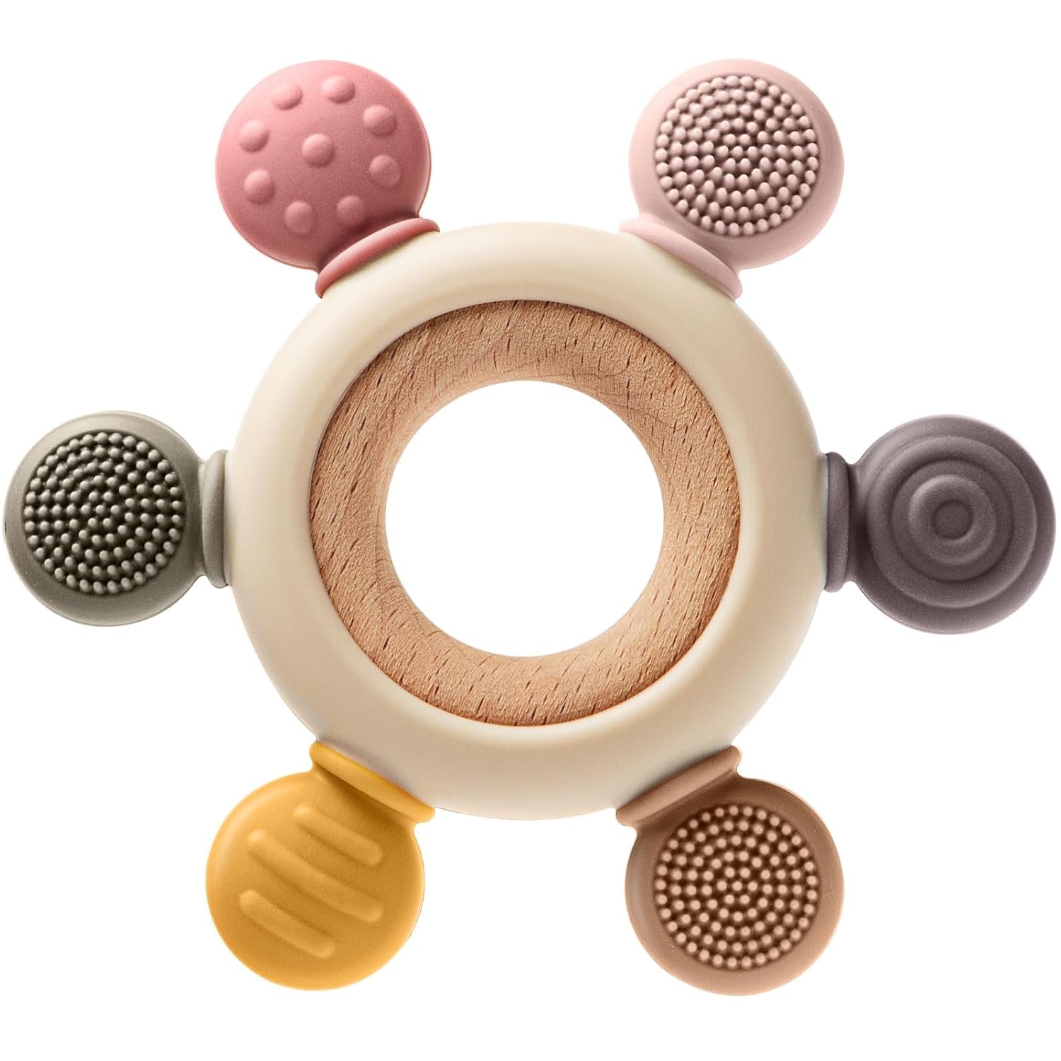 Baby Teething Toys for 0-6 6-12 Months, BPA Free Silicone Hand Teether Ring