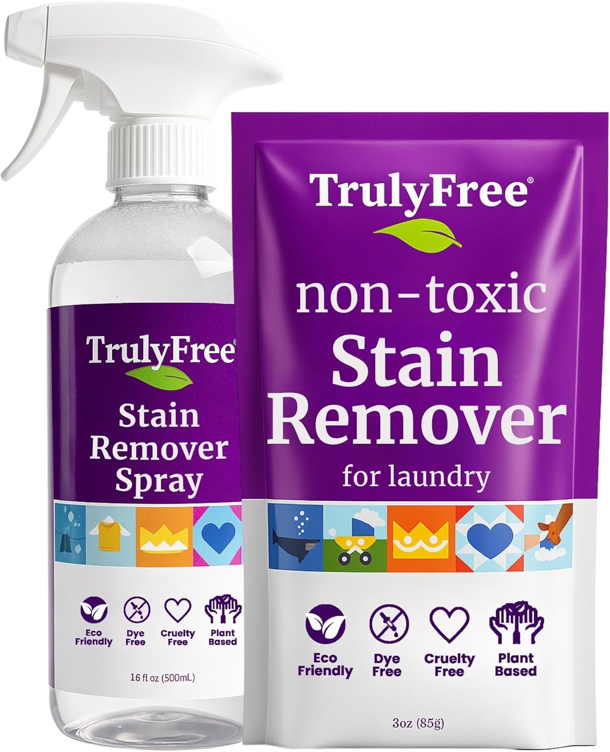 Truly Free Laundry Stain Remover Spray – 16oz + 1 Fill, 3oz