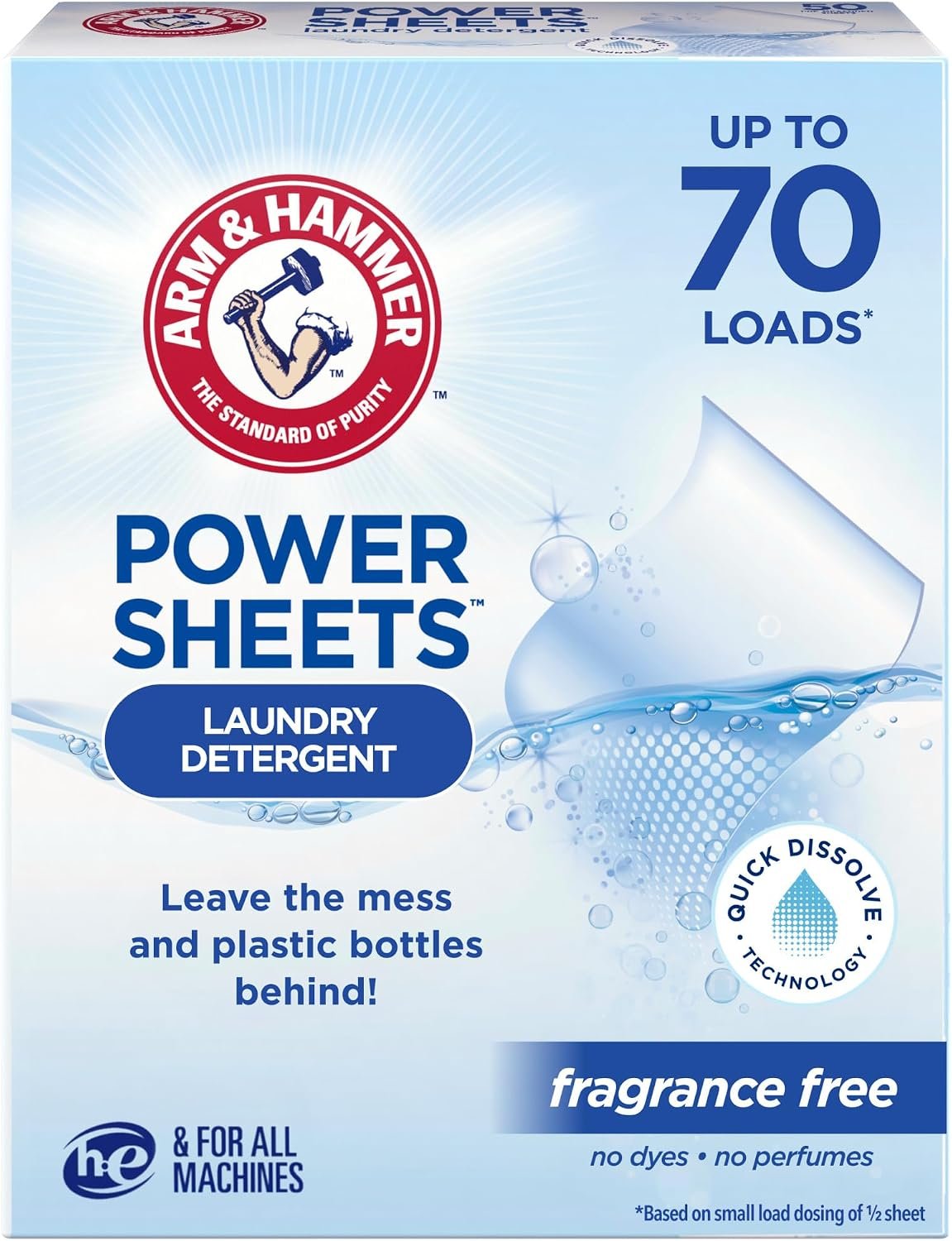 ARM & HAMMER Power Sheets Laundry Detergent, Fragrance Free, 35 Count