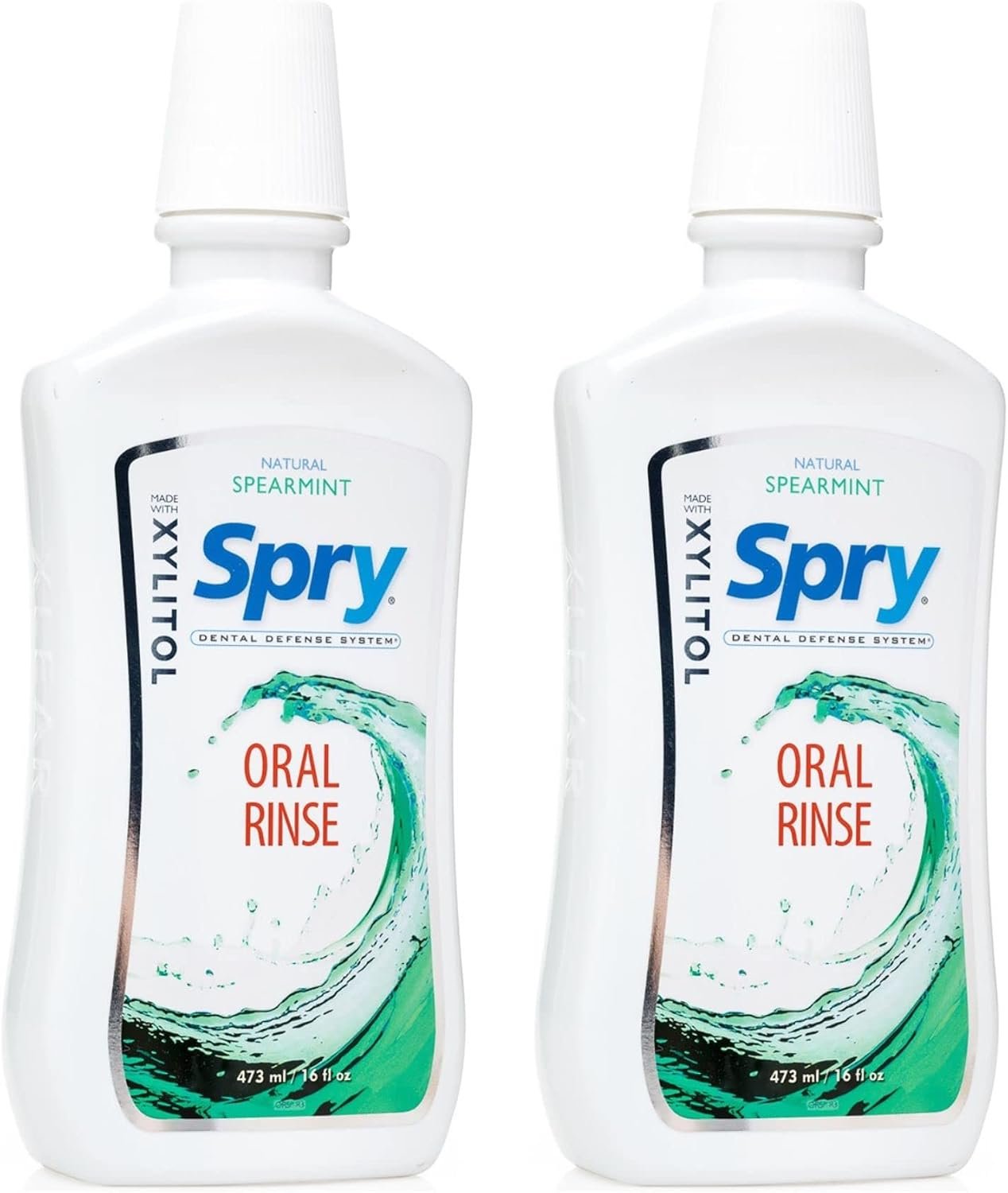 Spry Natural Xylitol Oral Rinse Mouthwash, Spearmint – 16 fl oz (Pack of 2)