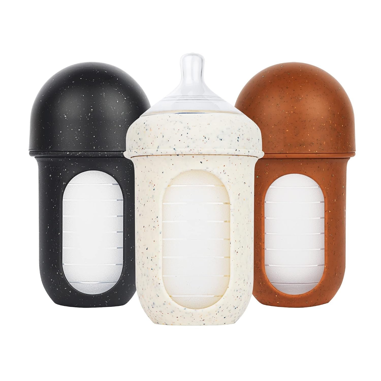 Boon Nursh Silicone Baby Bottles – Speckle – 8 Oz – 3 Count