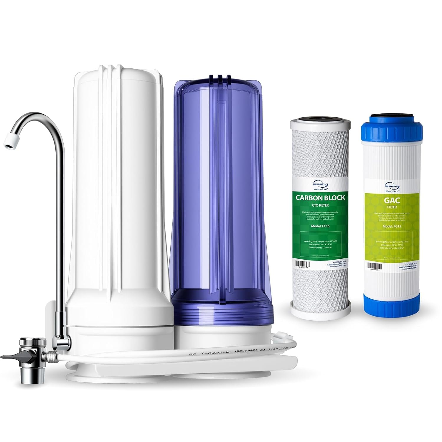 iSpring CKC2 2-Stage Countertop Drinking Water Filter System, 10000 Gal